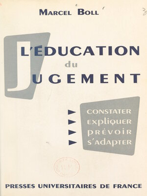 cover image of L'éducation du jugement